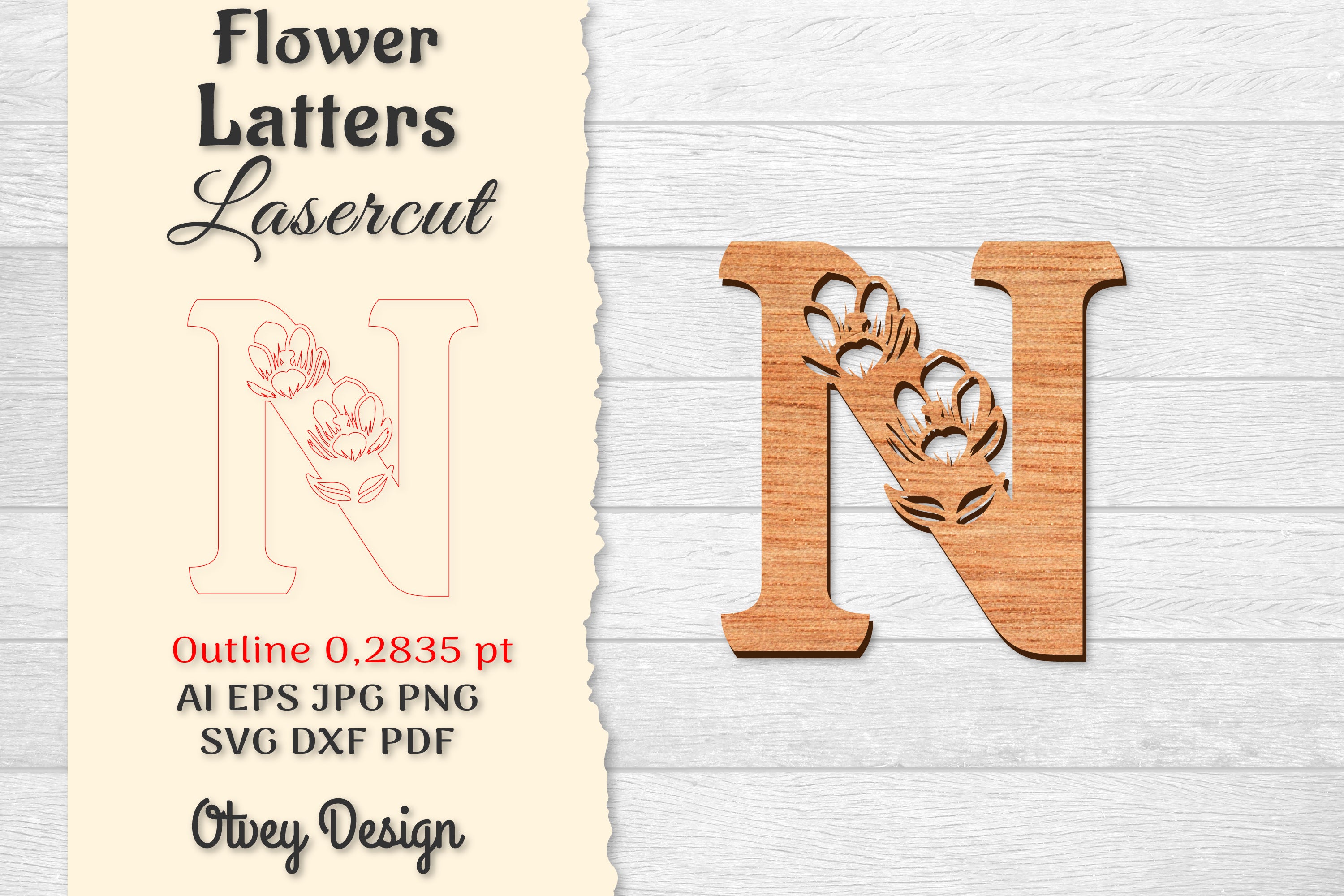 Flower Letters Laser Cut File SVG Bundle 97 - CraftNest - Digital Crafting and Art