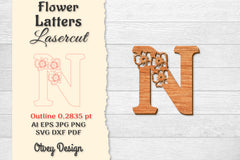 Flower Letters Laser Cut File SVG Bundle 114 - CraftNest - Digital Crafting and Art