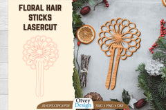 Laser Cut Floral Hair Sticks SVG Bundle - CraftNest - Digital Crafting and Art