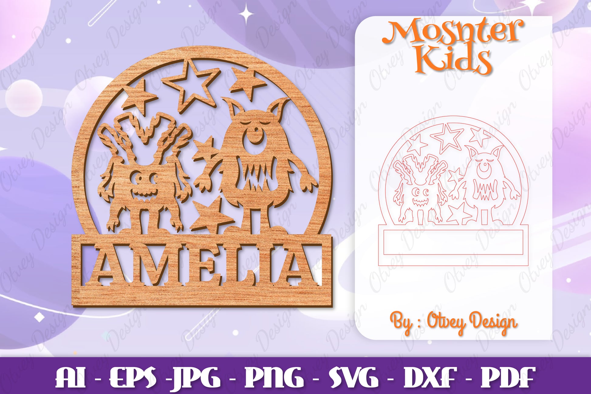 Monsters Kids Name Sign Lasercut SVG Bundle 14 - CraftNest - Digital Crafting and Art