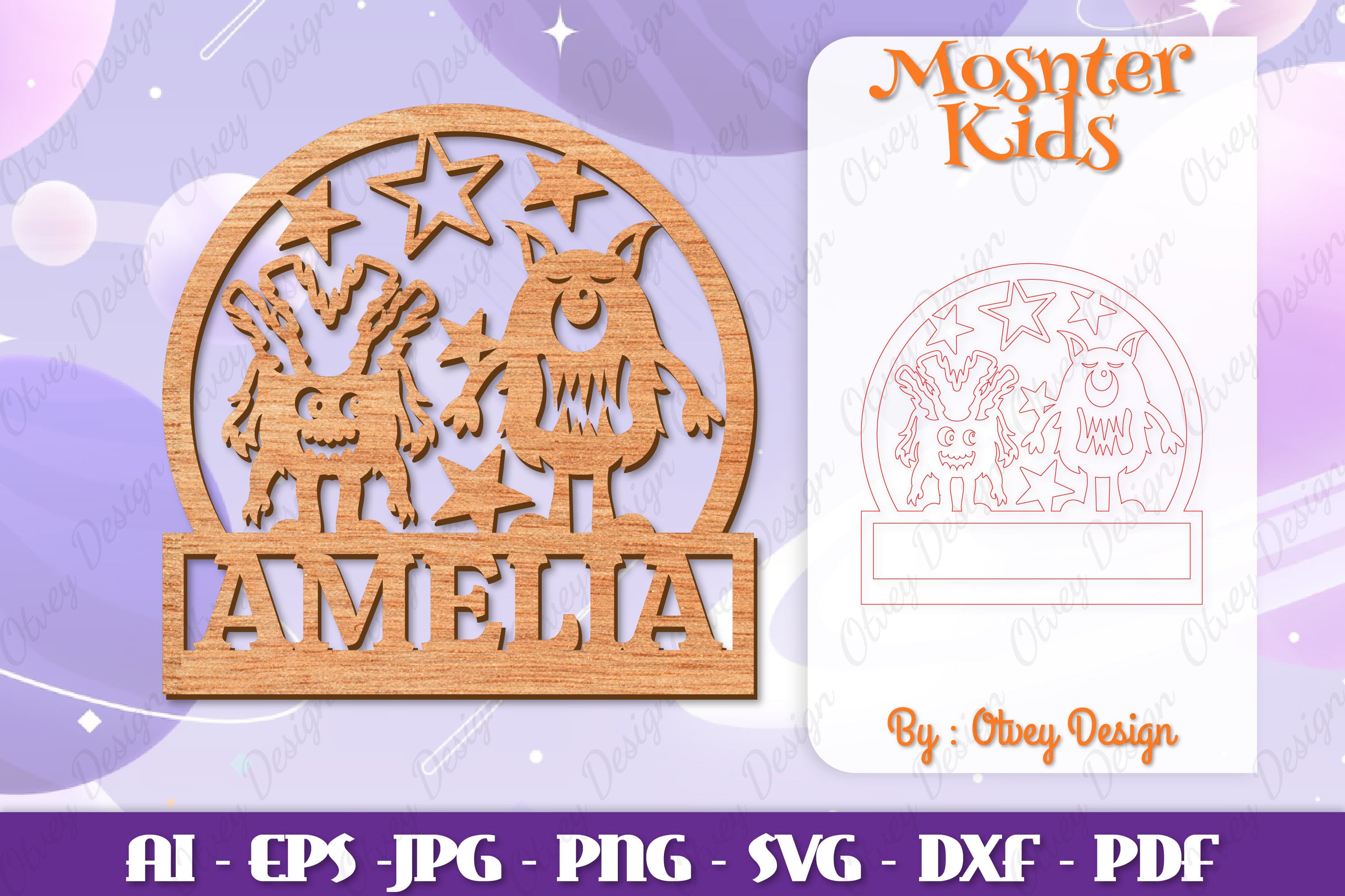 Monsters Kids Name Sign Lasercut SVG Bundle 14 - CraftNest - Digital Crafting and Art