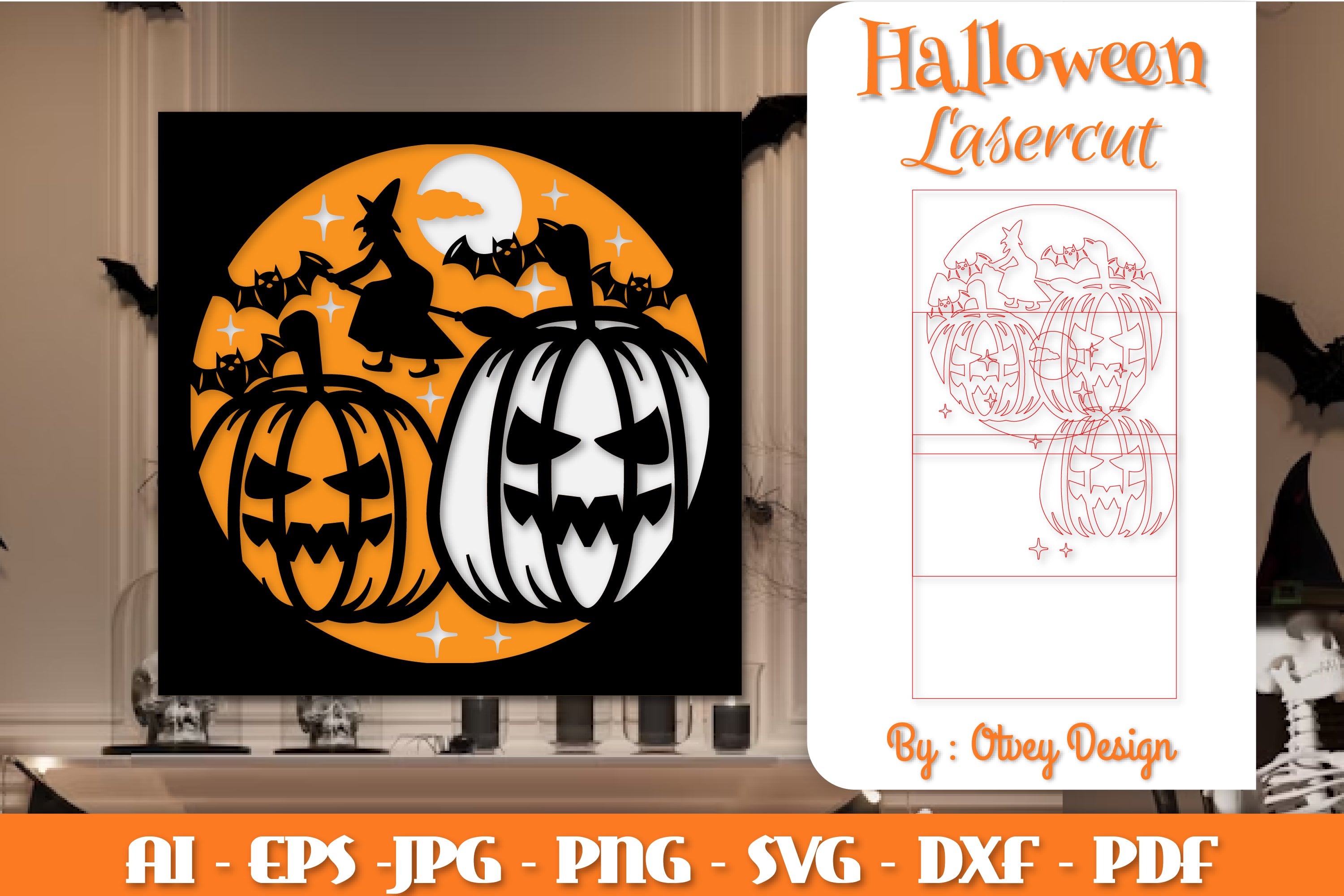 Halloween Decorations Layered Lasercut SVG Bundle