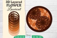 3D Layered Flower Lasercut SVG Bundle 4 - CraftNest - Digital Crafting and Art