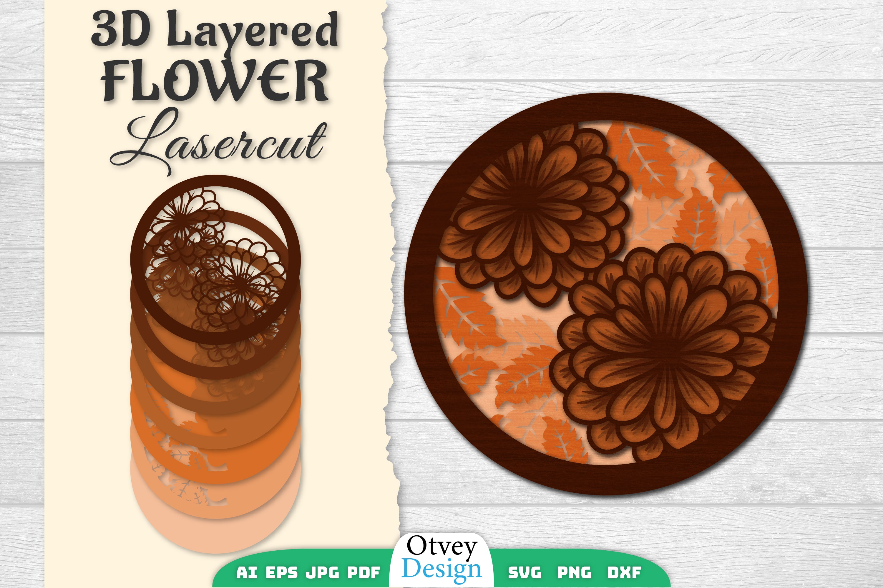 3D Layered Flower Lasercut SVG Bundle 4 - CraftNest - Digital Crafting and Art
