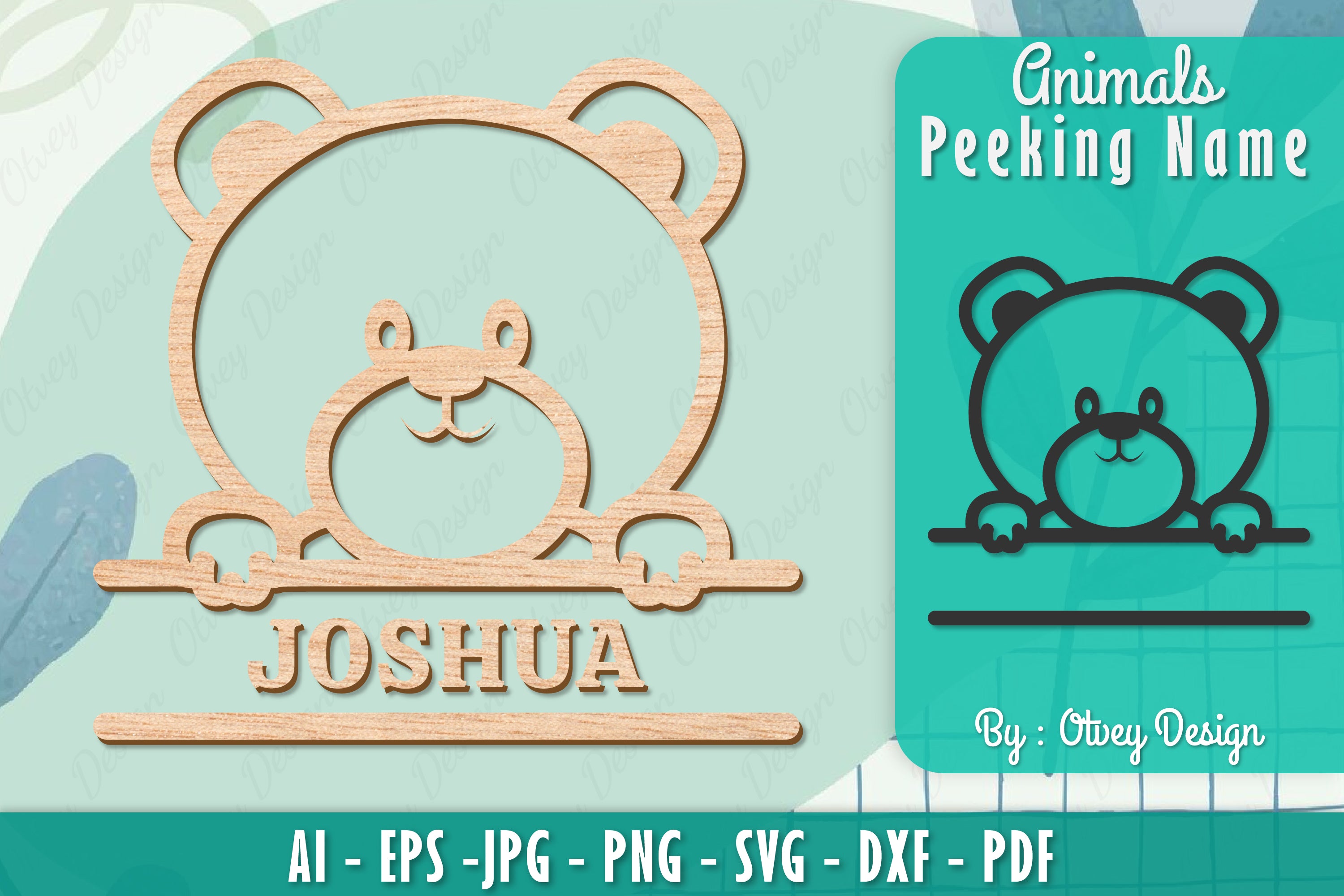 Animals Peeking Name Sign SVG Bundle 6 - CraftNest - Digital Crafting and Art