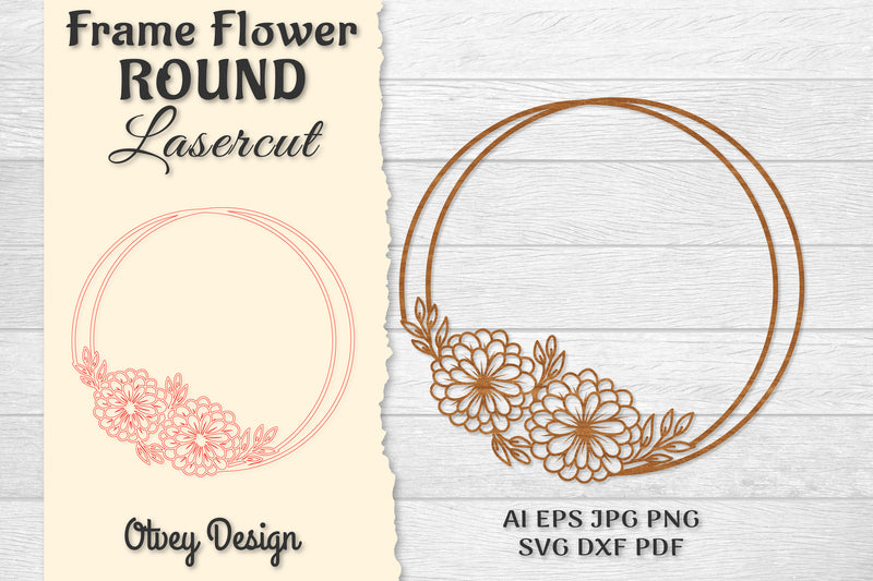 Frame Flower Round Lasercut SVG Bundle 14 - CraftNest - Digital Crafting and Art