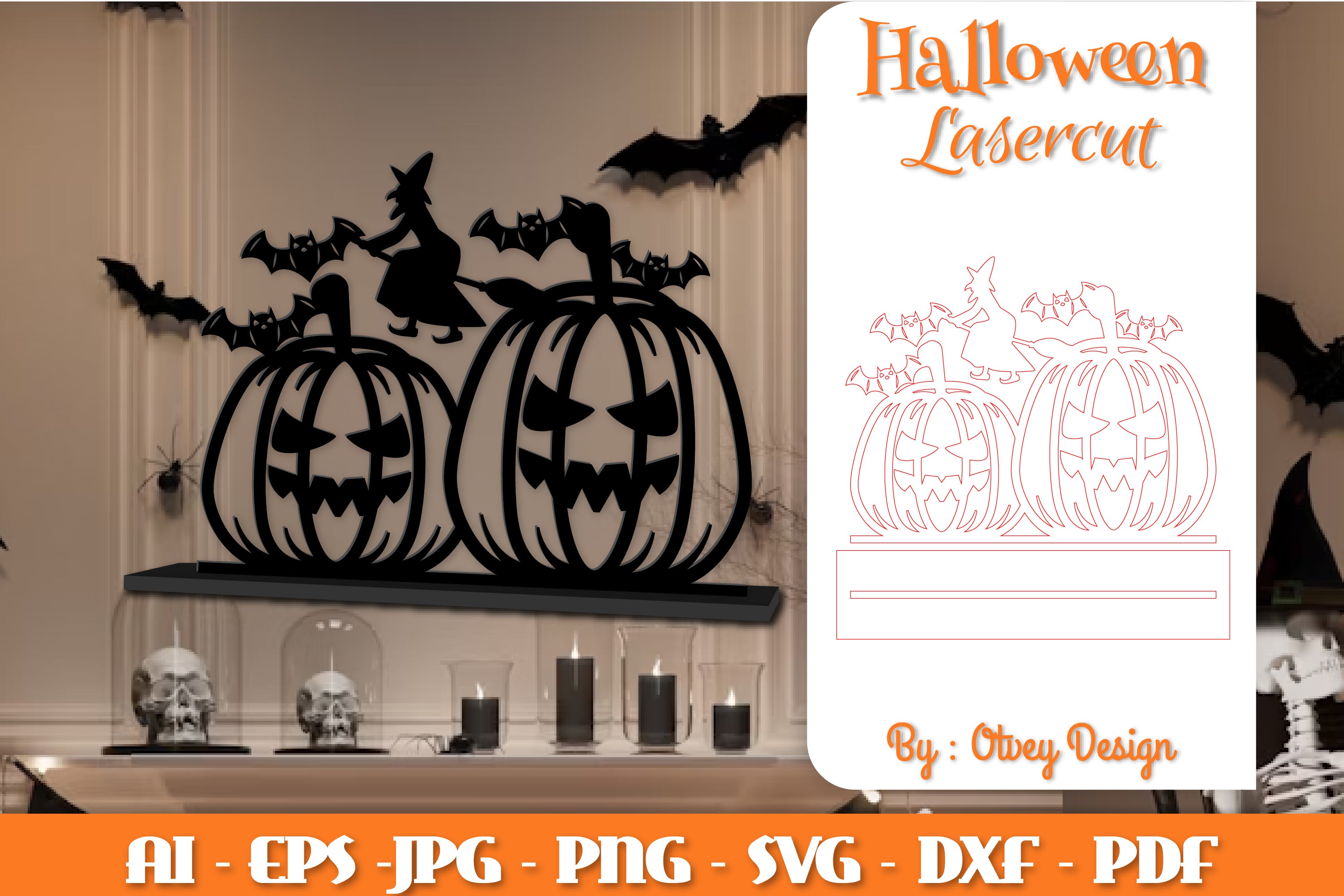 Halloween Decorations Lasercut SVG Bundle