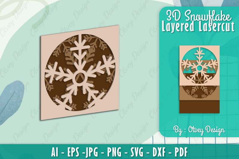 Snowflake 3D Layered Lasercut SVG Bundle 6 - CraftNest - Digital Crafting and Art