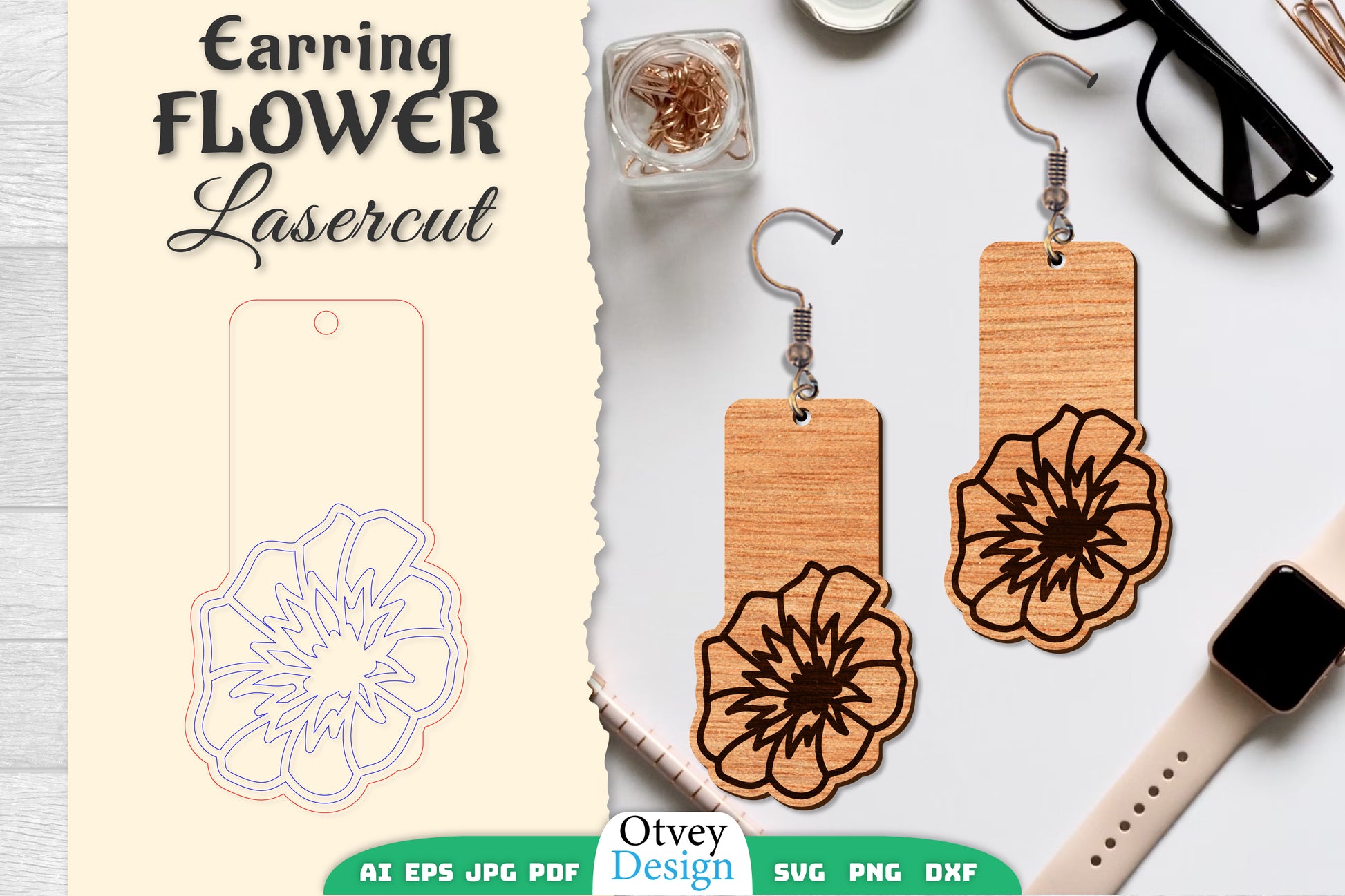 Earring Flower Lasercut SVG Bundle 89 - CraftNest - Digital Crafting and Art