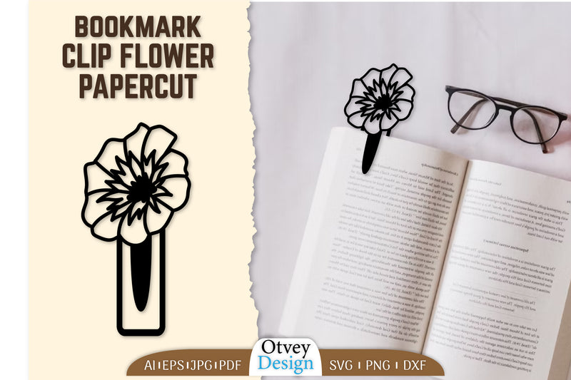 Flower Clip Bookmark SVG Bundle 2 - CraftNest - Digital Crafting and Art
