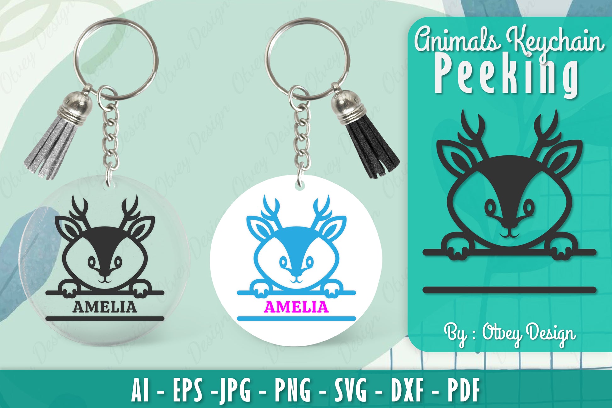 Animals Peeking Keychain SVG Bundle 7 - CraftNest - Digital Crafting and Art