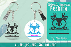 Animals Peeking Keychain SVG Bundle 7 - CraftNest - Digital Crafting and Art
