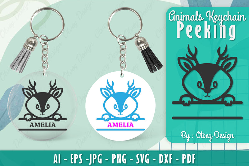 Animals Peeking Keychain SVG Bundle 7 - CraftNest - Digital Crafting and Art