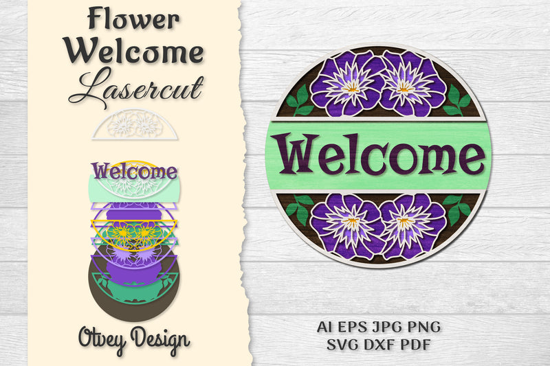 Flower Welcome Lasercut SVG Bundle 7 - CraftNest - Digital Crafting and Art