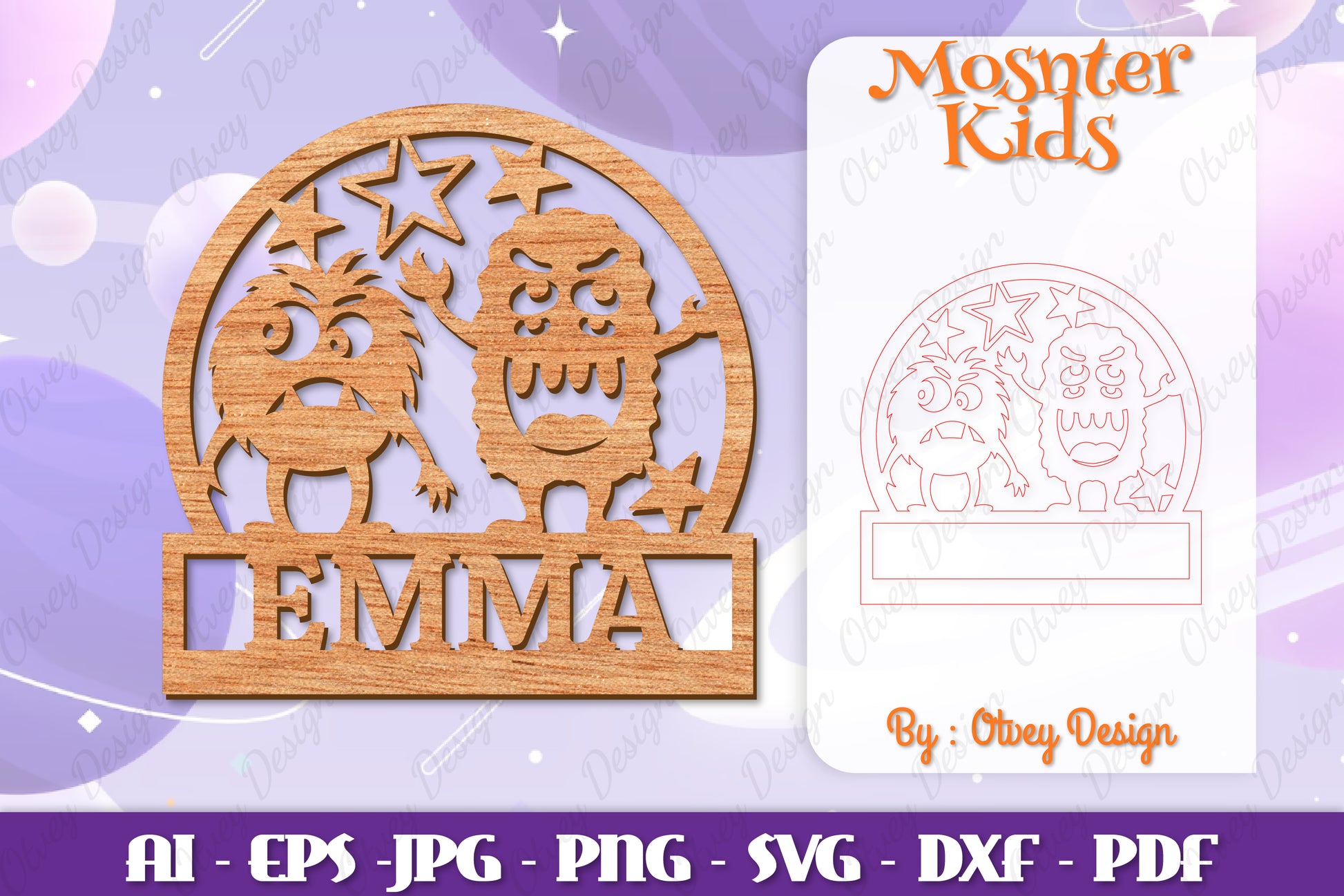 Monsters Kids Name Sign Lasercut SVG Bundle 15 - CraftNest - Digital Crafting and Art