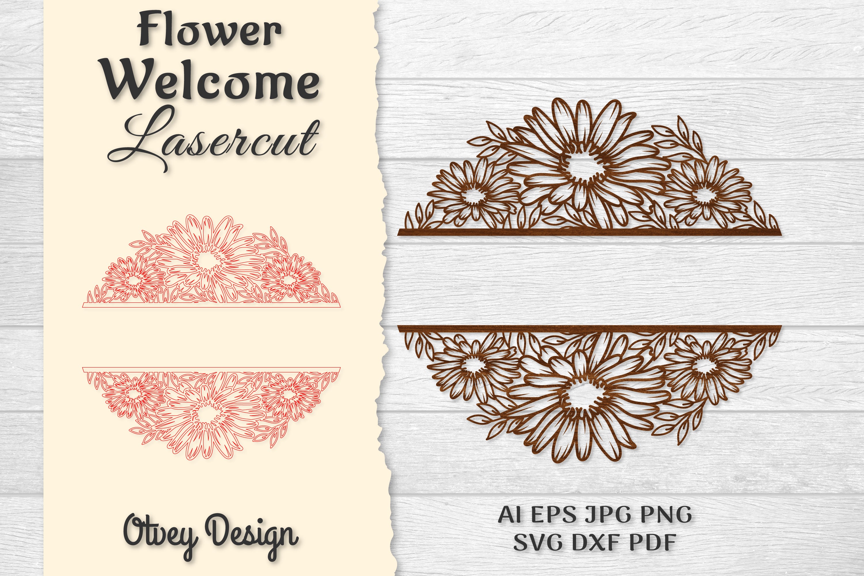 Flower Welcome Slip Lasercut SVG Bundle 15 - CraftNest - Digital Crafting and Art