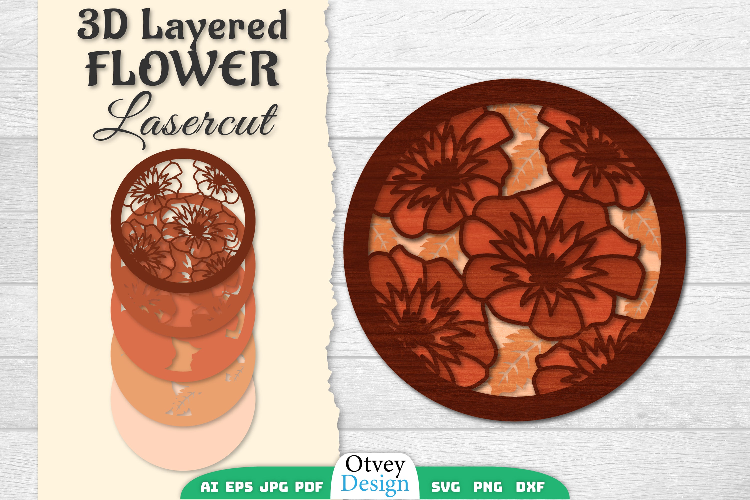 3D Layered Flower Lasercut SVG Bundle 5 - CraftNest - Digital Crafting and Art