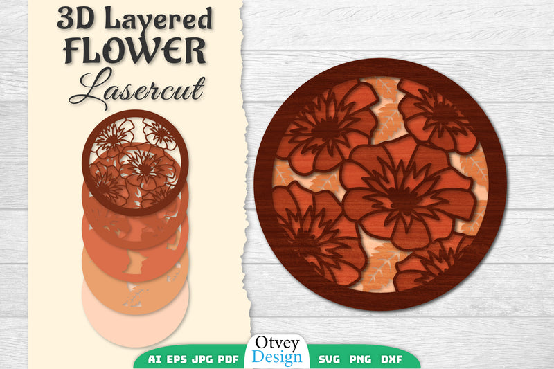 3D Layered Flower Lasercut SVG Bundle 5 - CraftNest - Digital Crafting and Art