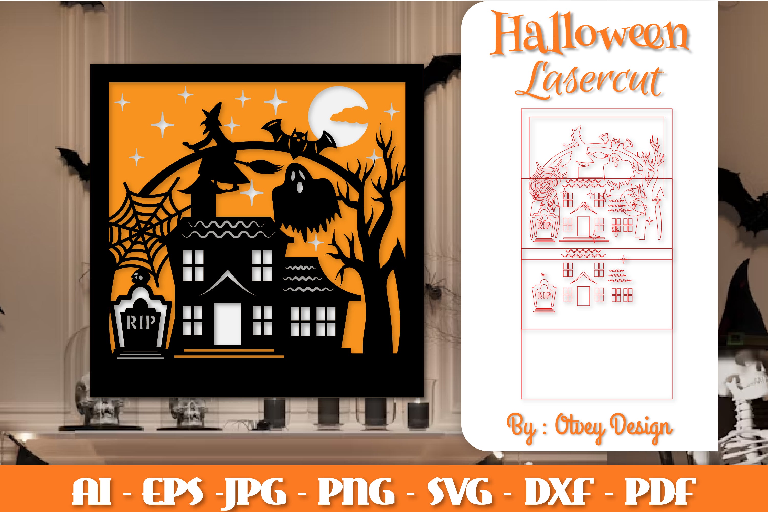 Halloween Decorations Layered Lasercut SVG Bundle