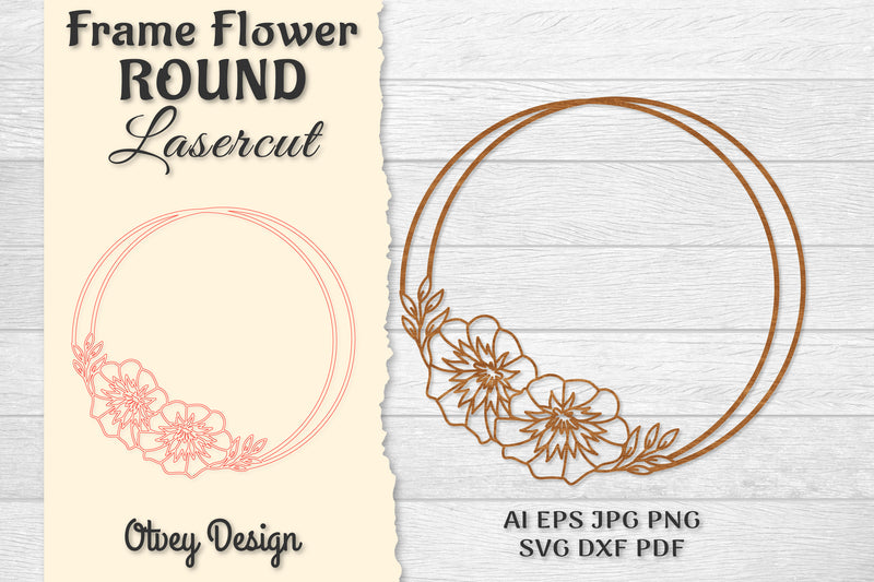 Frame Flower Round Lasercut SVG Bundle 15 - CraftNest - Digital Crafting and Art