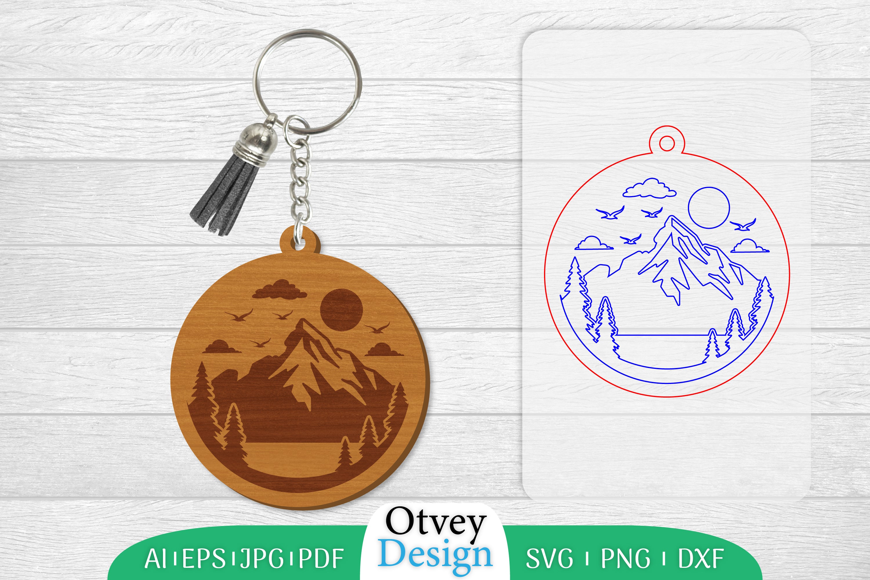 Keychain Sunset Mountain Lasercut SVG Bundle 6 - CraftNest - Digital Crafting and Art