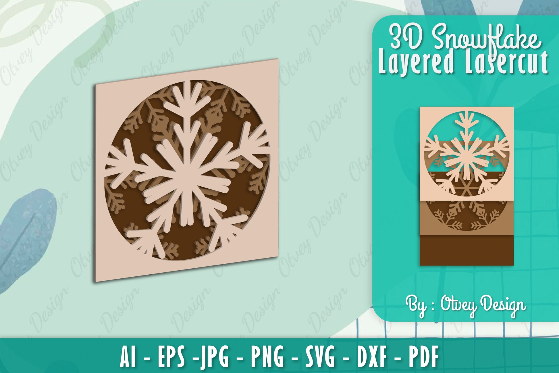 Snowflake 3D Layered Lasercut SVG Bundle 7 - CraftNest - Digital Crafting and Art