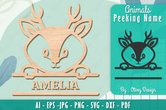 Animals Peeking Name Sign SVG Bundle 7 - CraftNest - Digital Crafting and Art