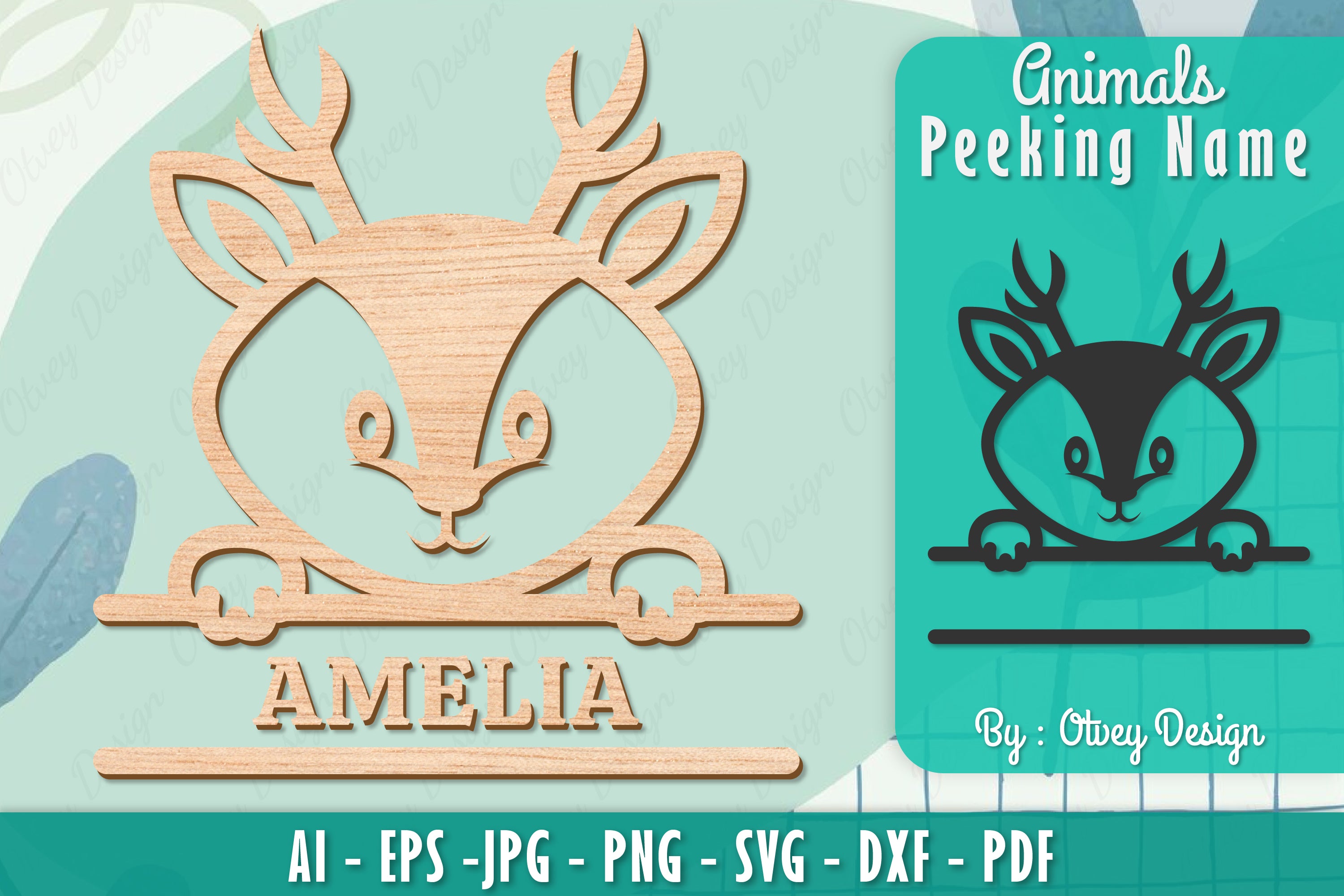 Animals Peeking Name Sign SVG Bundle 7 - CraftNest - Digital Crafting and Art