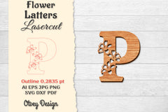 Flower Letters Laser Cut File SVG Bundle 128 - CraftNest - Digital Crafting and Art