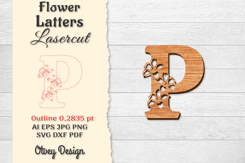 Flower Letters Laser Cut File SVG Bundle 128 - CraftNest - Digital Crafting and Art