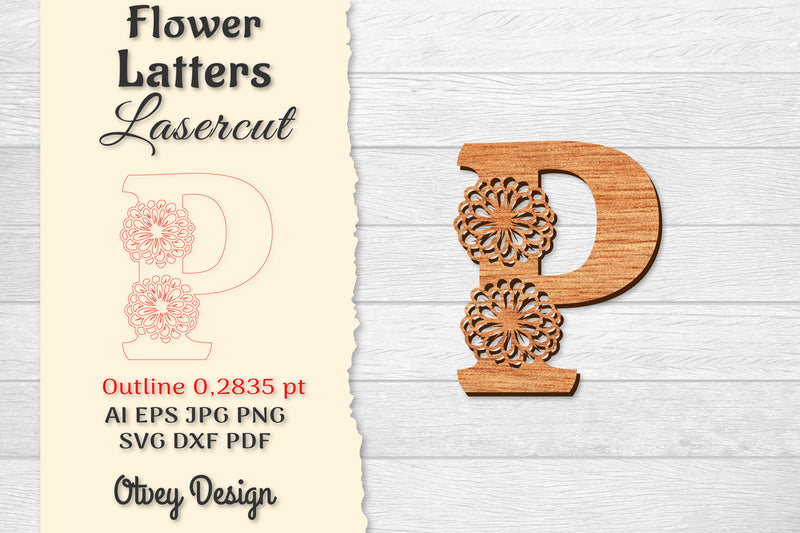 Flower Letters Laser Cut File SVG Bundle 24 - CraftNest - Digital Crafting and Art