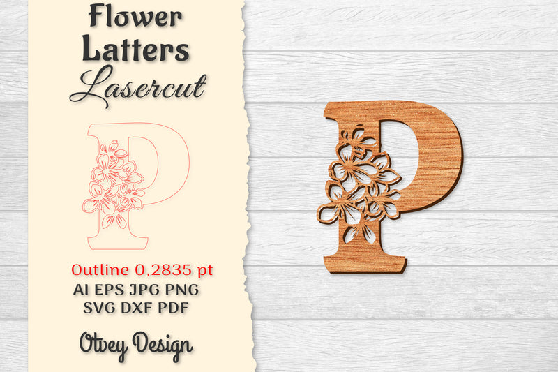Flower Letters Laser Cut File SVG Bundle 139 - CraftNest - Digital Crafting and Art