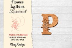 Flower Letters Laser Cut File SVG Bundle 36 - CraftNest - Digital Crafting and Art