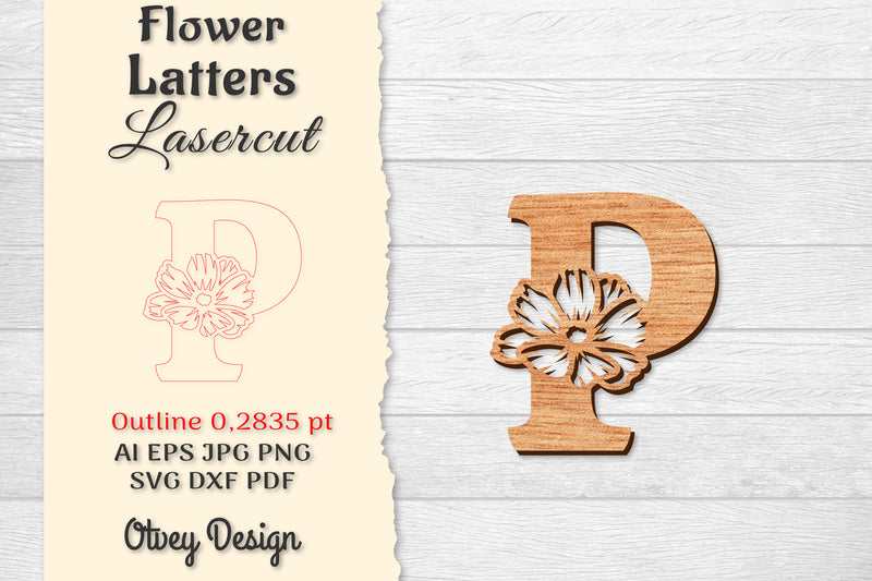 Flower Letters Laser Cut File SVG Bundle 54 - CraftNest - Digital Crafting and Art
