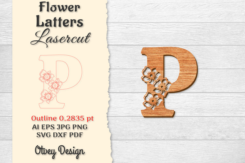 Flower Letters Laser Cut SVG Bundle 132 - CraftNest - Digital Crafting and Art