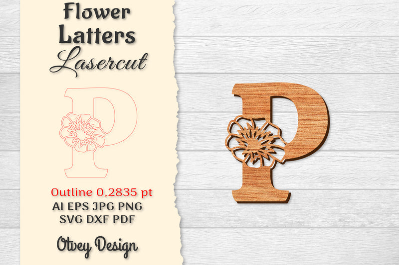 Flower Letters Laser Cut SVG Bundle 32 - CraftNest - Digital Crafting and Art