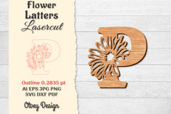 Flower Letters Laser Cut SVG Bundle 13 - CraftNest - Digital Crafting and Art