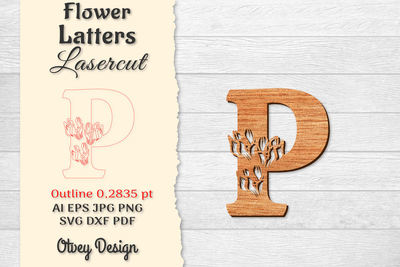 Flower Letters Laser Cut SVG Bundle 117 - CraftNest - Digital Crafting and Art