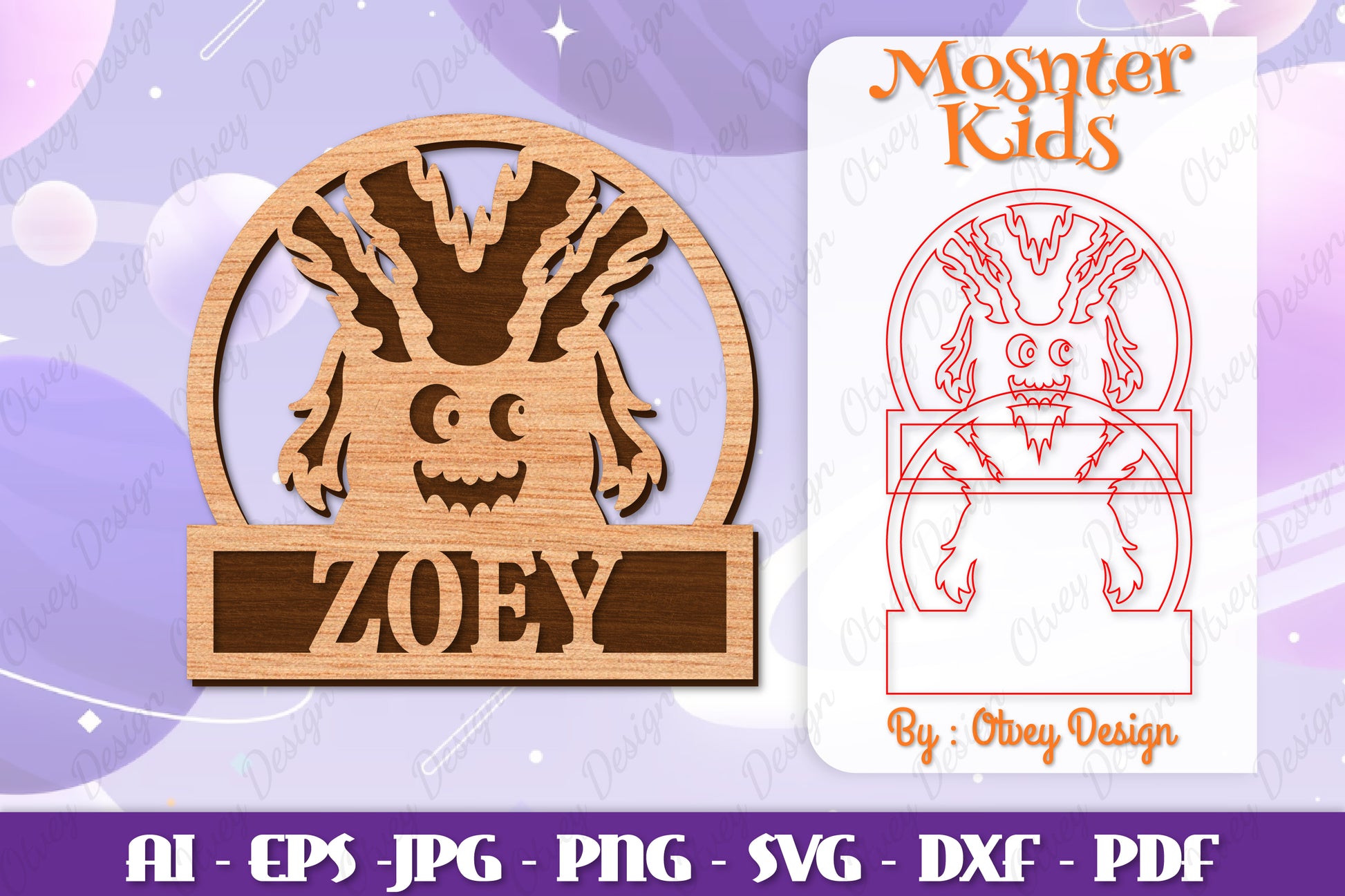 Cute Monster Name Sign Lasercut SVG Bundle 10 - CraftNest - Digital Crafting and Art