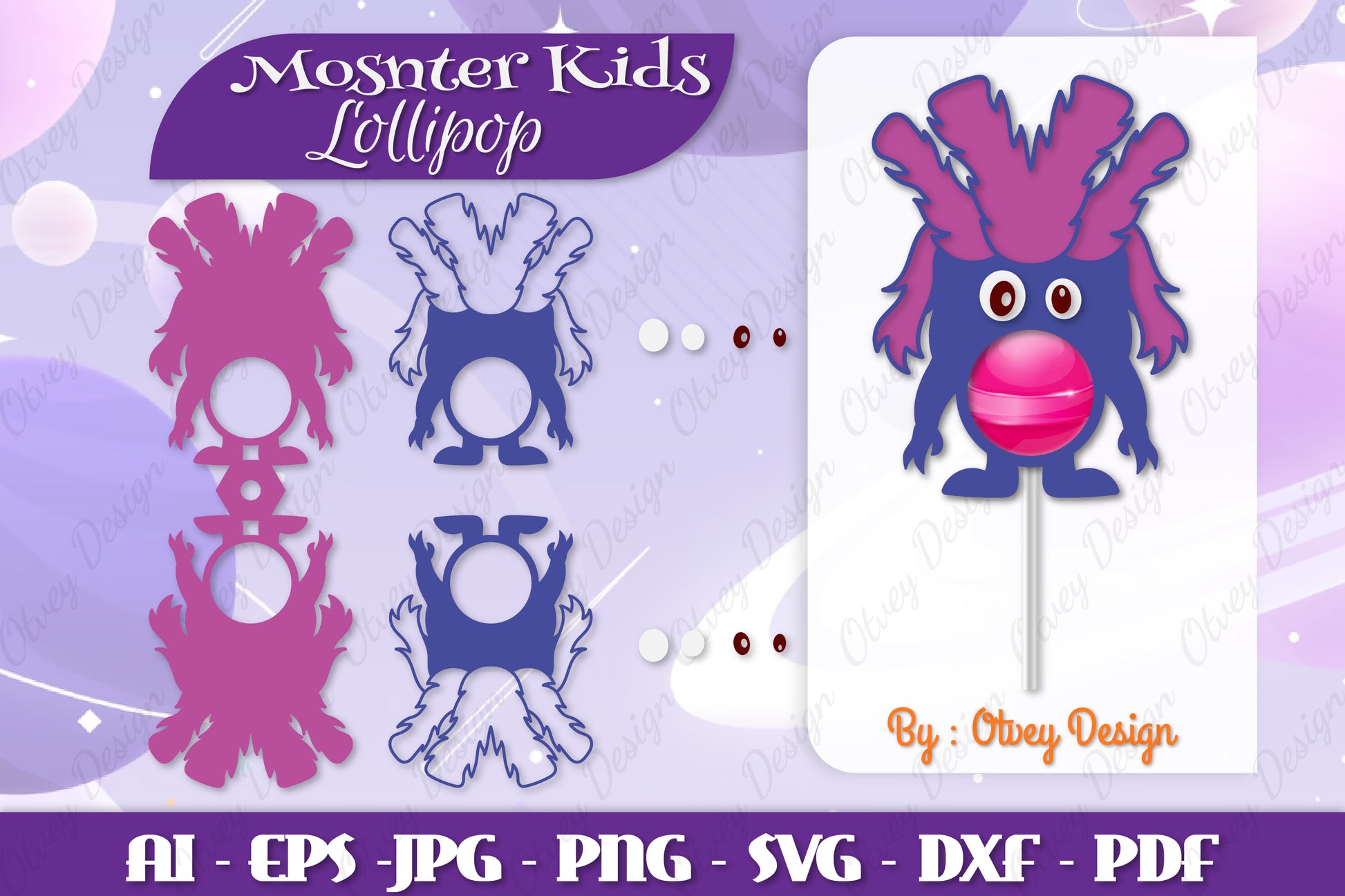 Monster Kids Lollipop Holders SVG Bundle 16 - CraftNest - Digital Crafting and Art