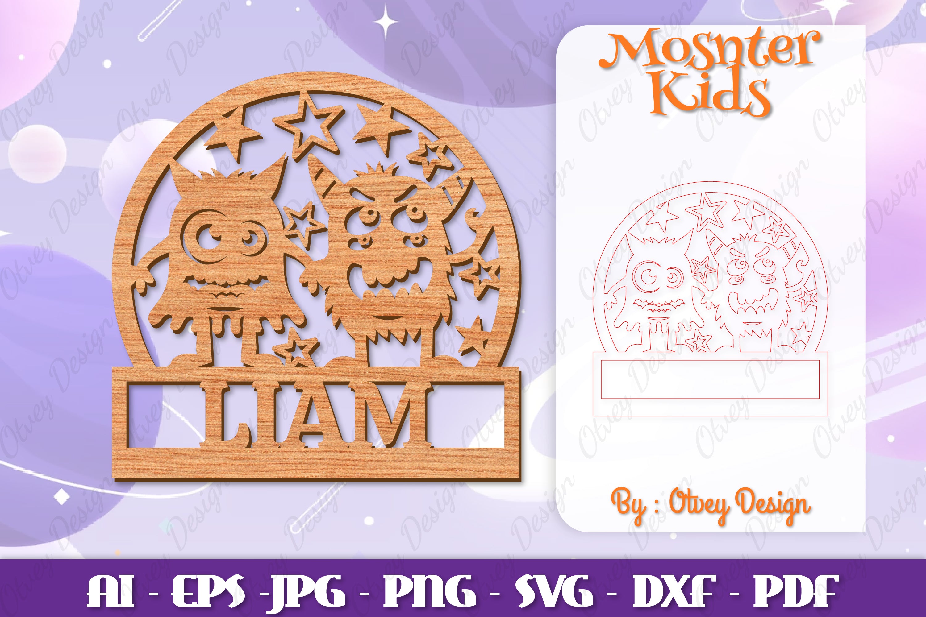 Monsters Kids Name Sign Lasercut SVG Bundle 16 - CraftNest - Digital Crafting and Art