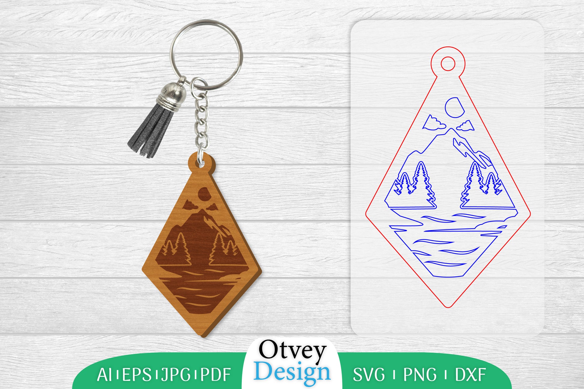 Keychain Sunset Mountain Lasercut SVG Bundle 35 - CraftNest - Digital Crafting and Art