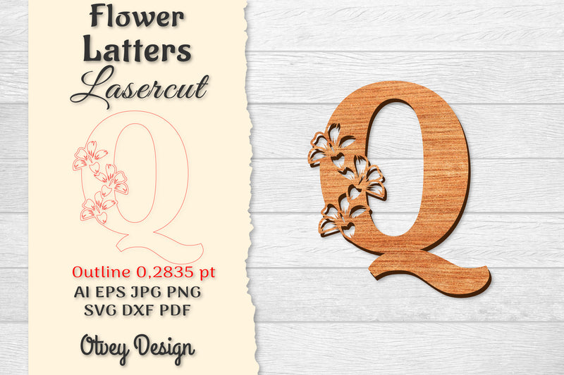 Flower Letters Laser Cut SVG Bundle 146 - CraftNest - Digital Crafting and Art