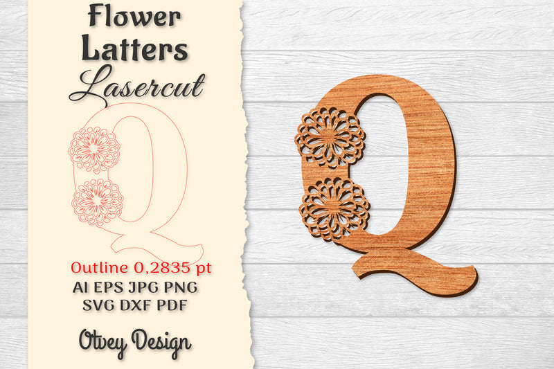 Flower Letters Laser Cut SVG Bundle 44 - CraftNest - Digital Crafting and Art