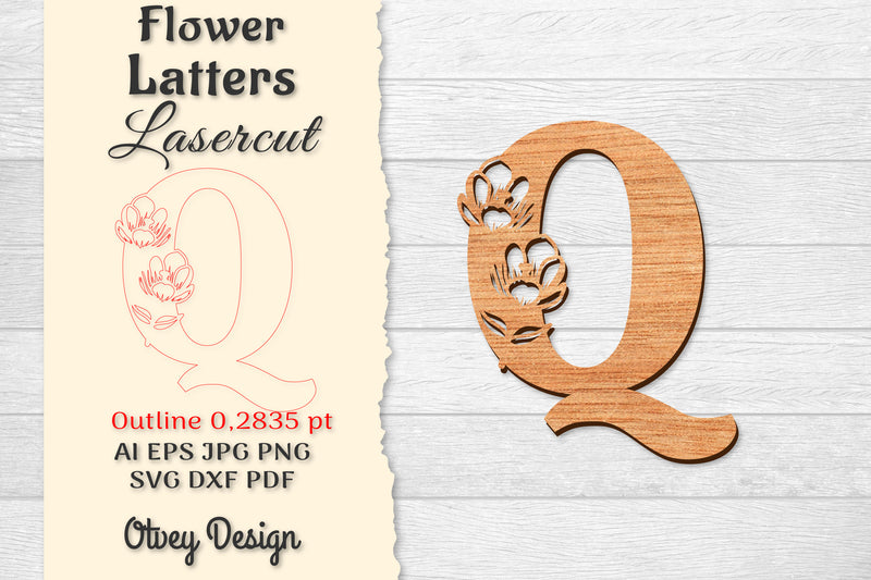 5 Flower Letters Laser Cut SVG Bundle 99 - CraftNest - Digital Crafting and Art