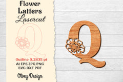 Flower Letters Laser Cut SVG Bundle 33 - CraftNest - Digital Crafting and Art