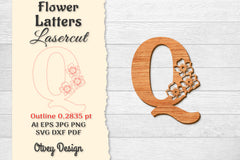 Flower Letters Laser Cut File SVG Bundle 116 - CraftNest - Digital Crafting and Art