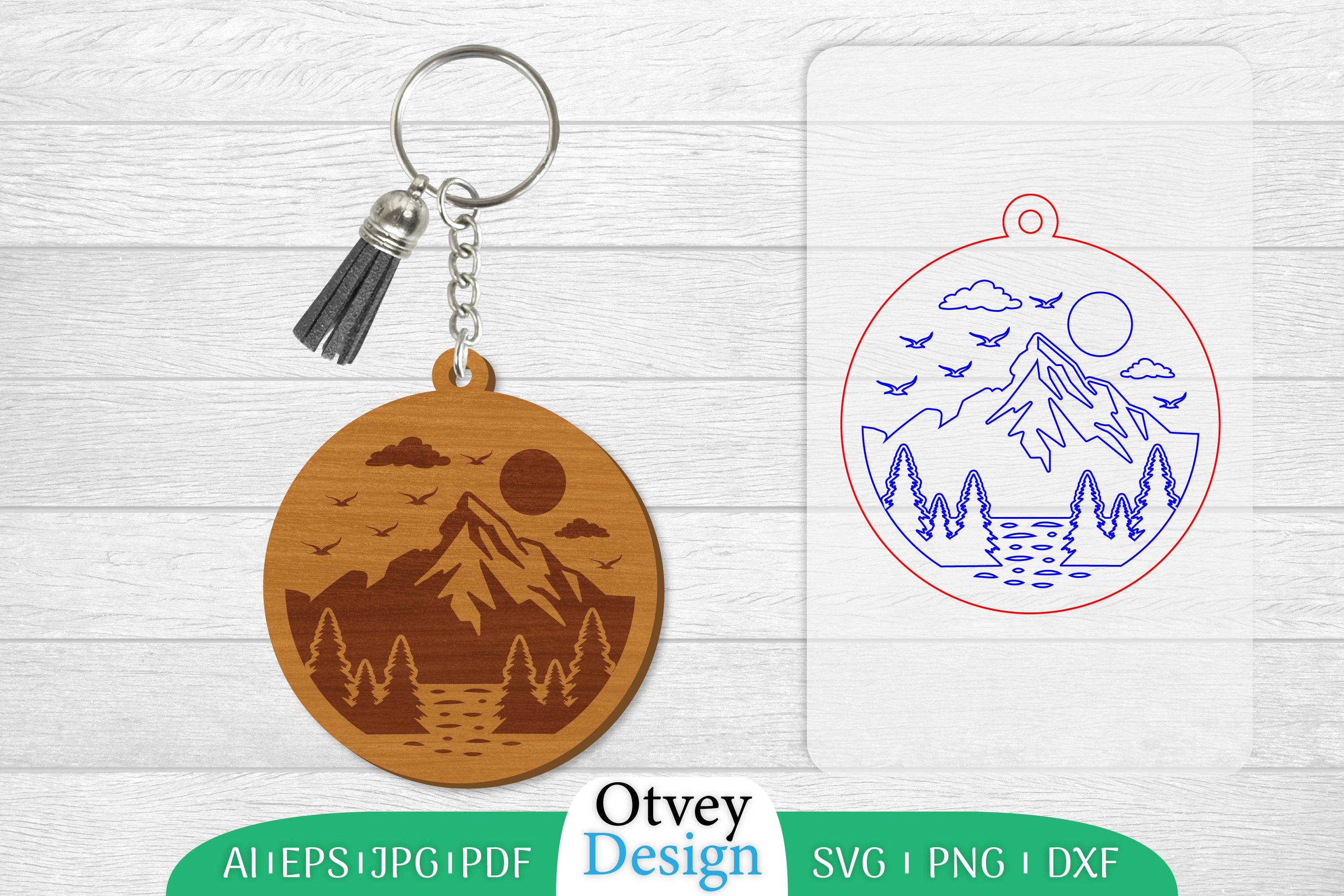 Keychain Sunset Mountain Lasercut SVG Bundle 9 - CraftNest - Digital Crafting and Art