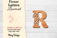 Flower Letters Laser Cut SVG Bundle 147 - CraftNest - Digital Crafting and Art