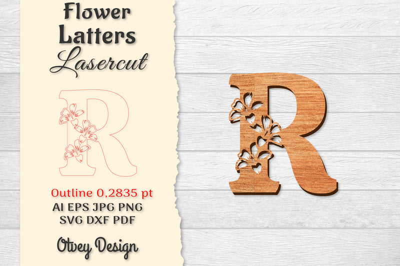 Flower Letters Laser Cut SVG Bundle 147 - CraftNest - Digital Crafting and Art